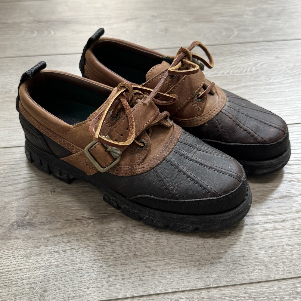 Vtg Ralph Lauren Polo Sport Weatherproof Leather Rubber Slip On Duck‎ Boots 5.5